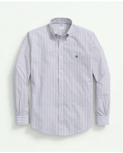 Big & Tall Stretch Cotton Non-Iron Oxford Polo Button-Down Collar, Outline Striped Shirt