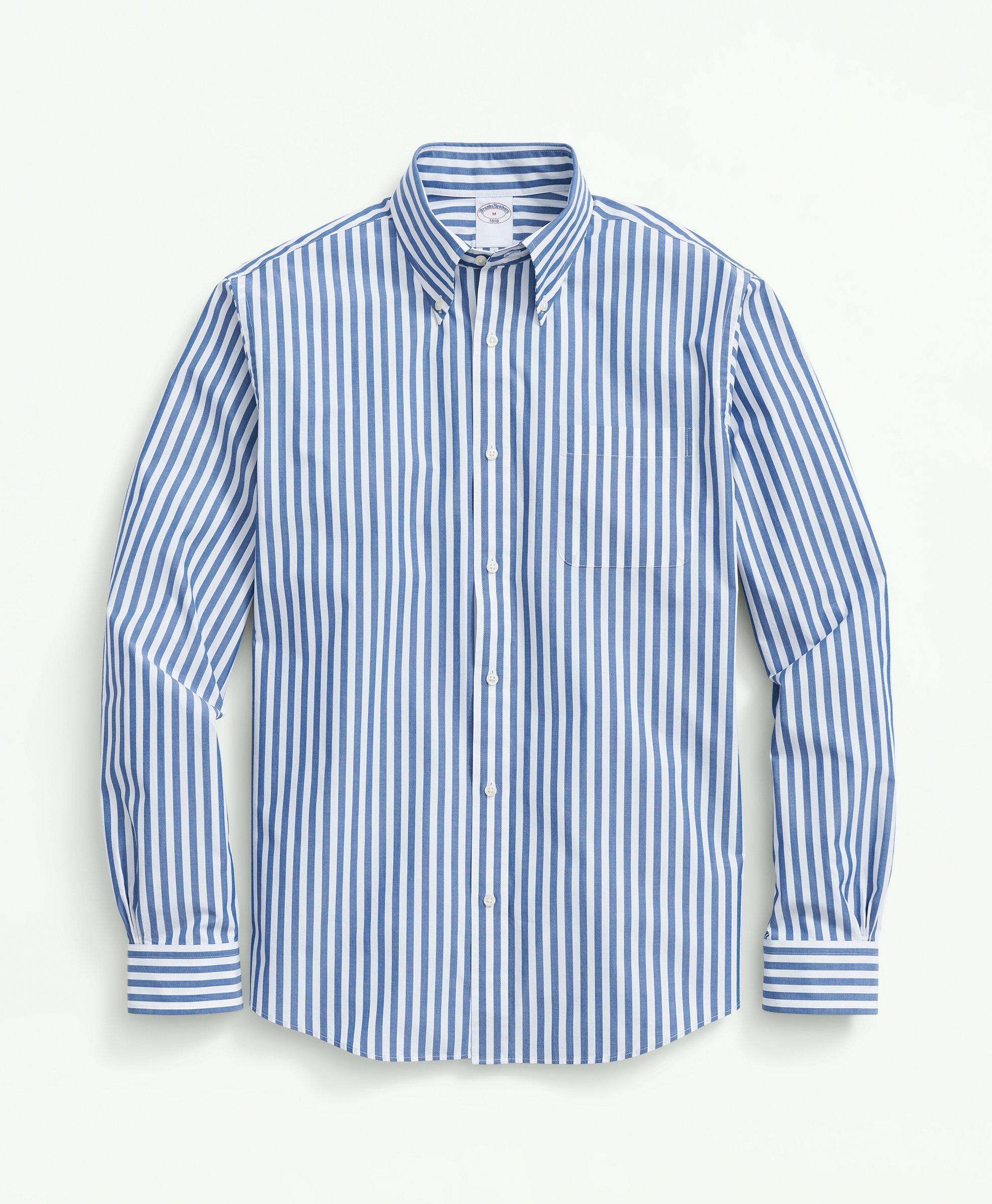 Brooks Brothers Big & Tall Friday Shirt, Poplin Butcher Striped | Blue | Size 4x Tall