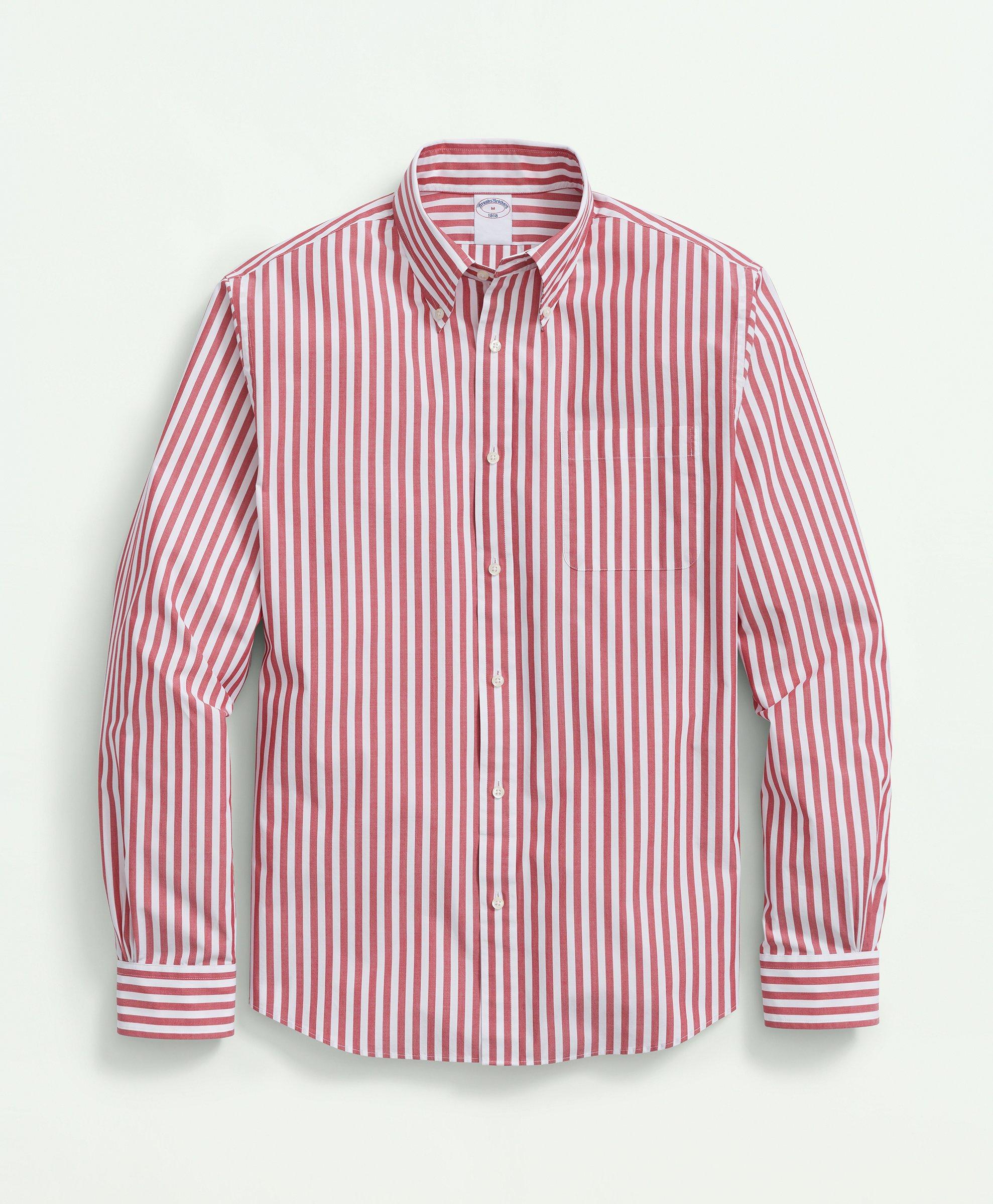 Brooks Brothers Big & Tall Friday Shirt, Poplin Butcher Striped In Red