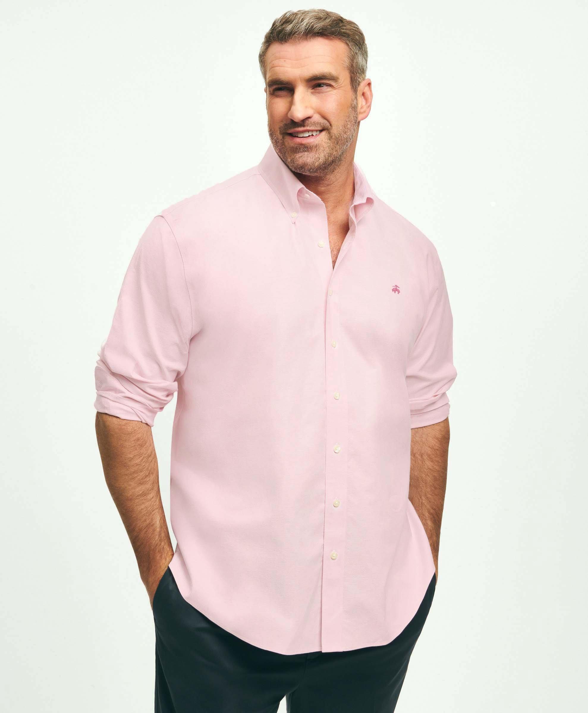 Brooks Brothers Big & Tall Stretch Cotton Non-iron Oxford Polo Button Down Collar Shirt | Pink | Size 2x Tall