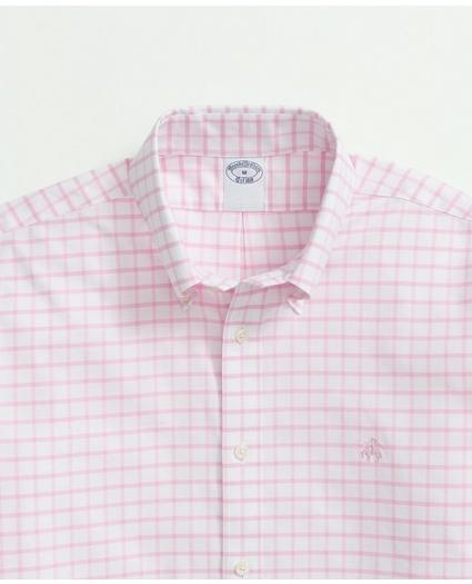 Big & Tall Stretch Cotton Non-Iron Oxford Polo Button Down Collar, Windowpane Shirt