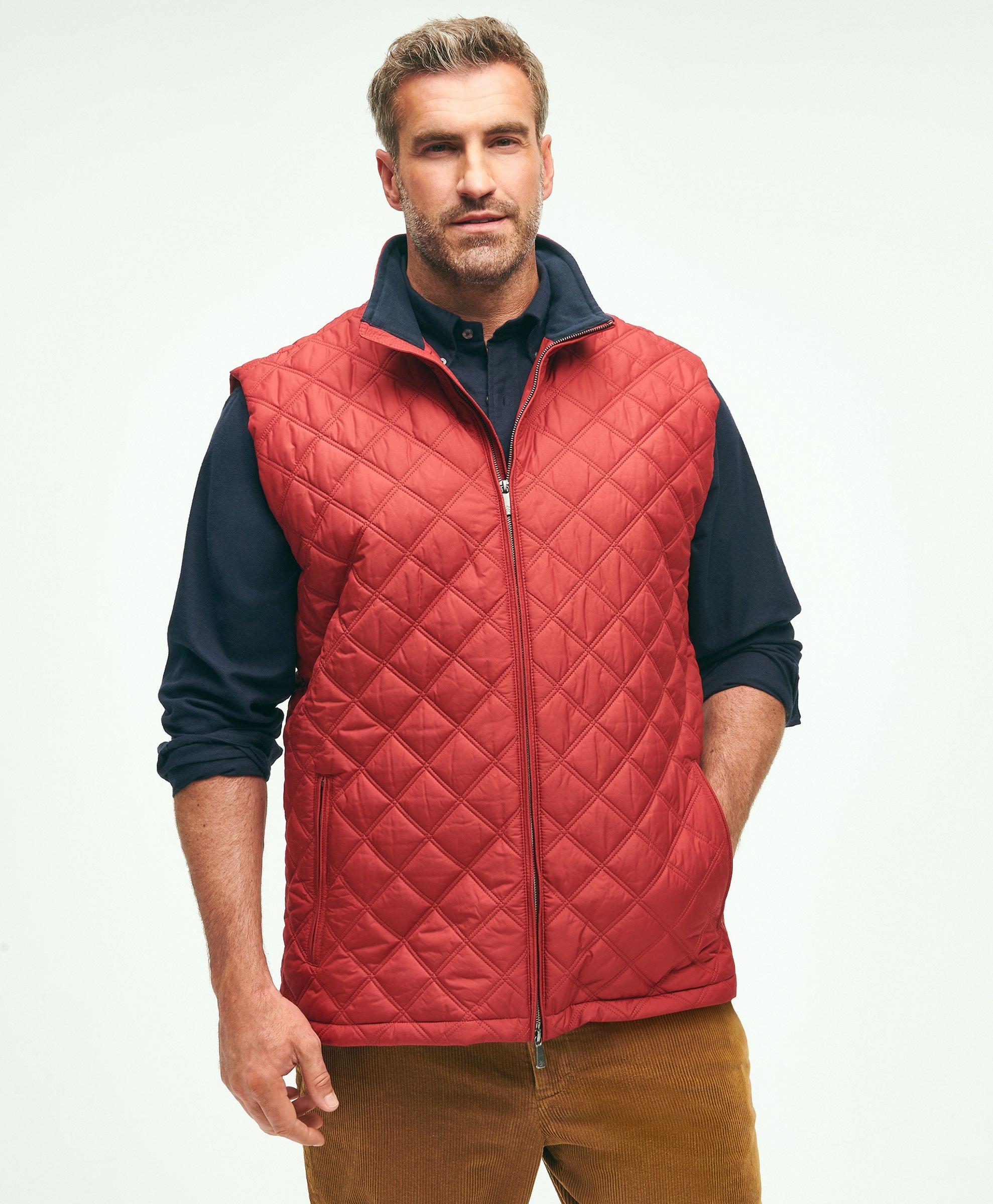 BROOKS BROTHERS BIG & TALL PADDOCK DIAMOND QUILTED VEST | RED | SIZE 4X