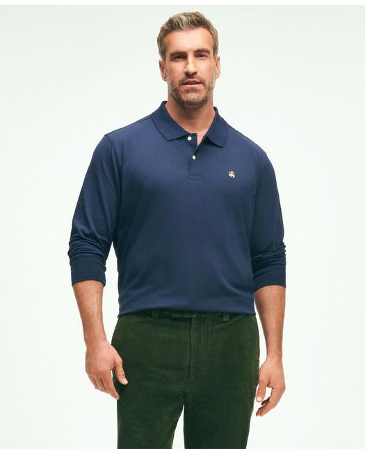 Brooks Brothers Golden Fleece Big & Tall Stretch Supima Long-sleeve Polo Shirt | Navy | Size 4x Tall