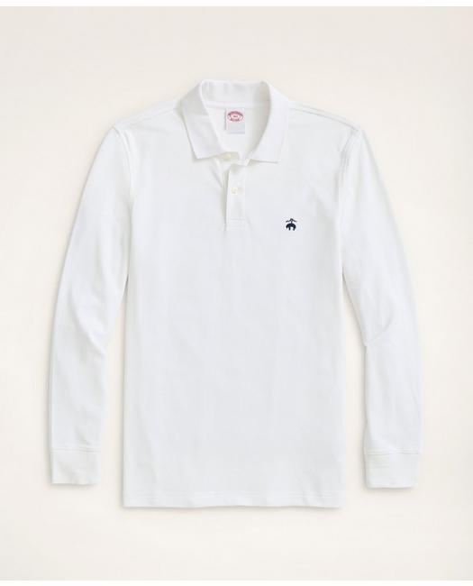 Brooks Brothers Golden Fleece Big & Tall Stretch Supima Long-sleeve Polo Shirt | White | Size 1x Tall