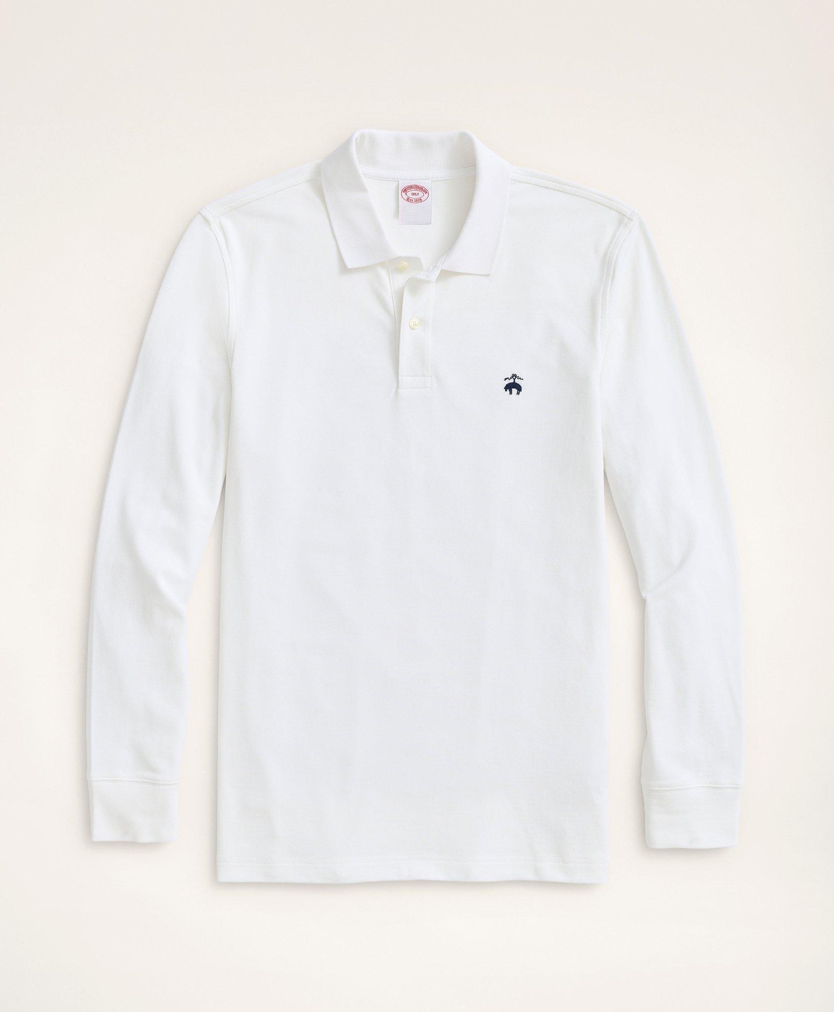 Brooks Brothers Golden Fleece Big & Tall Stretch Supima Long-sleeve Polo Shirt | White | Size 4x