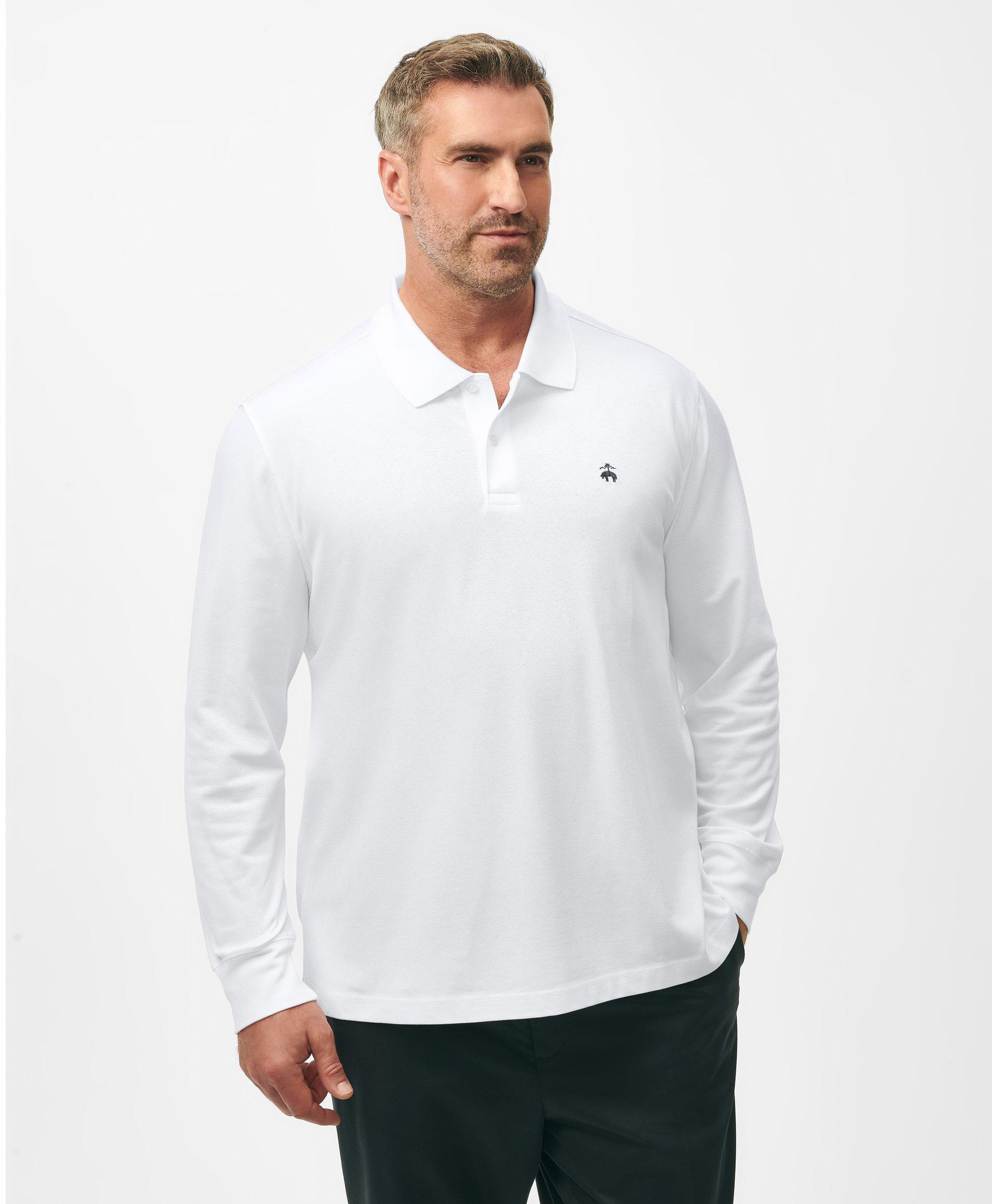Brooks Brothers Golden Fleece Stretch Supima Long-sleeve Polo Shirt In White