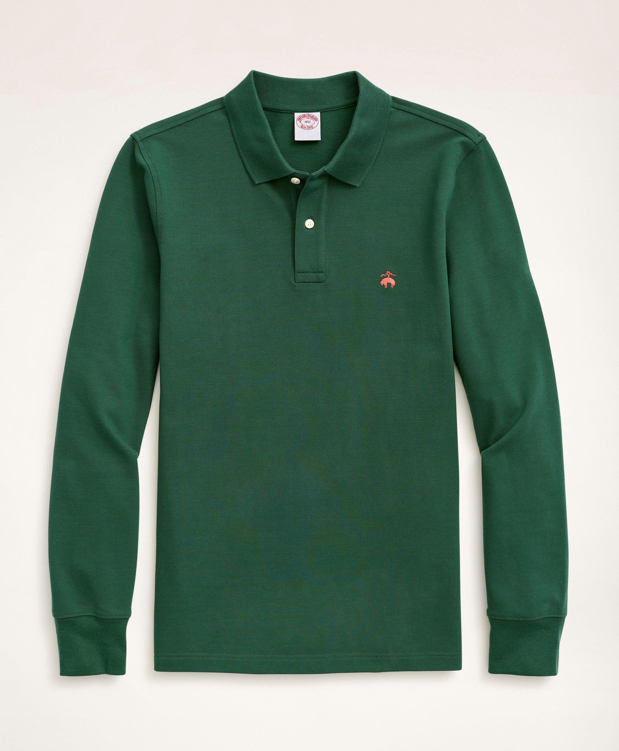 Brooks Brothers Big & Tall Long-sleeve Stretch Cotton Polo | Green | Size 4x Tall