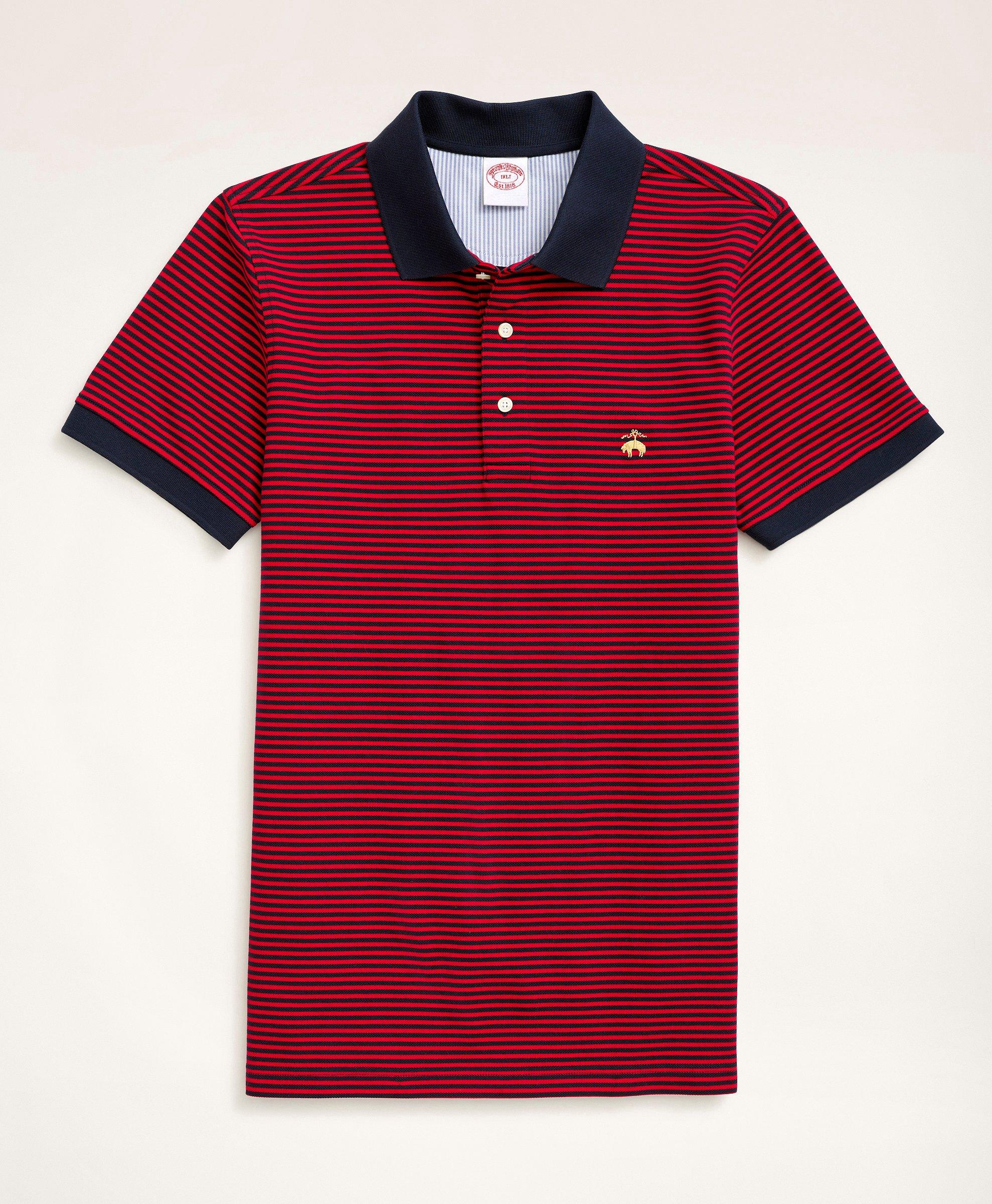Brooks Brothers Golden Fleece Big & Tall Feeder Stripe Polo Shirt | Red | Size 3x Tall