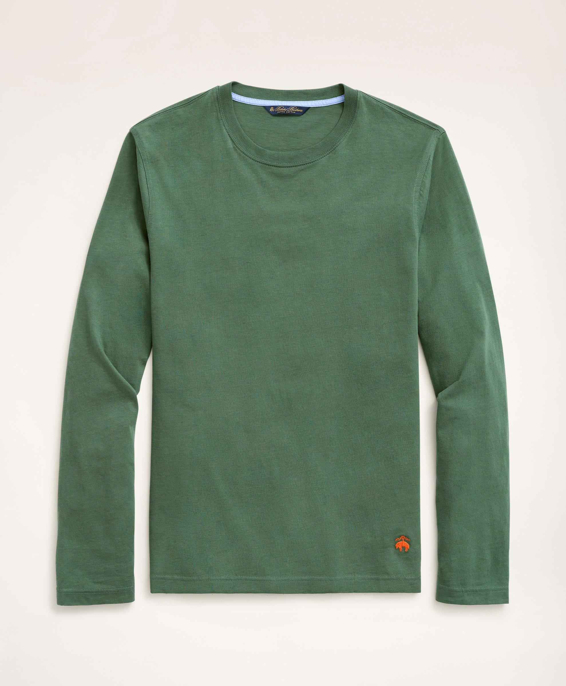 Brooks Brothers Big & Tall Supima Cotton Long-sleeve Logo T-shirt | Green | Size 3x