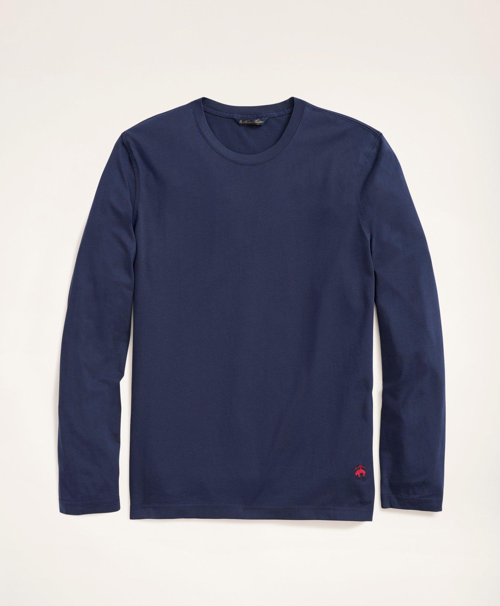 Brooks Brothers Big & Tall Supima Cotton Long-sleeve Logo T-shirt In Navy