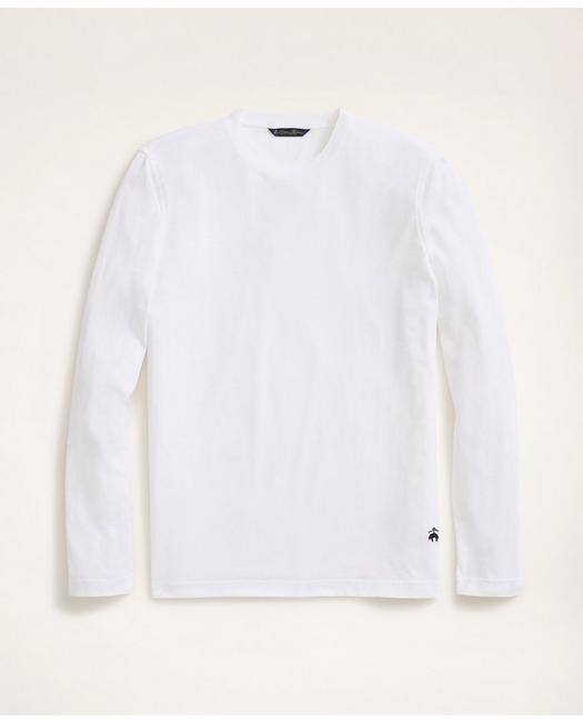 Brooks Brothers Big & Tall Supima Cotton Long-sleeve Logo T-shirt | White | Size 3x