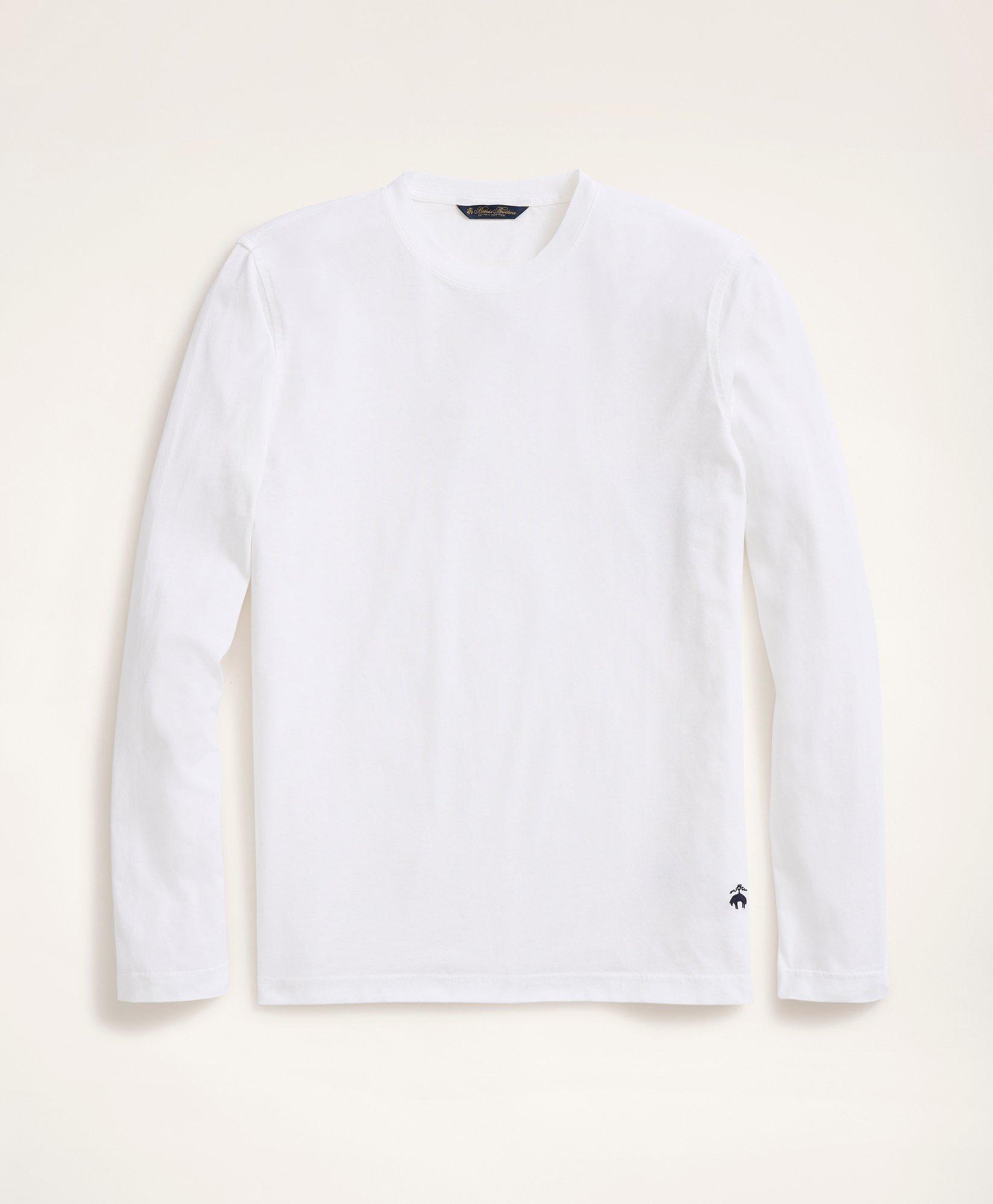 Brooks Brothers Big & Tall Supima Cotton Long-sleeve Logo T-shirt In White