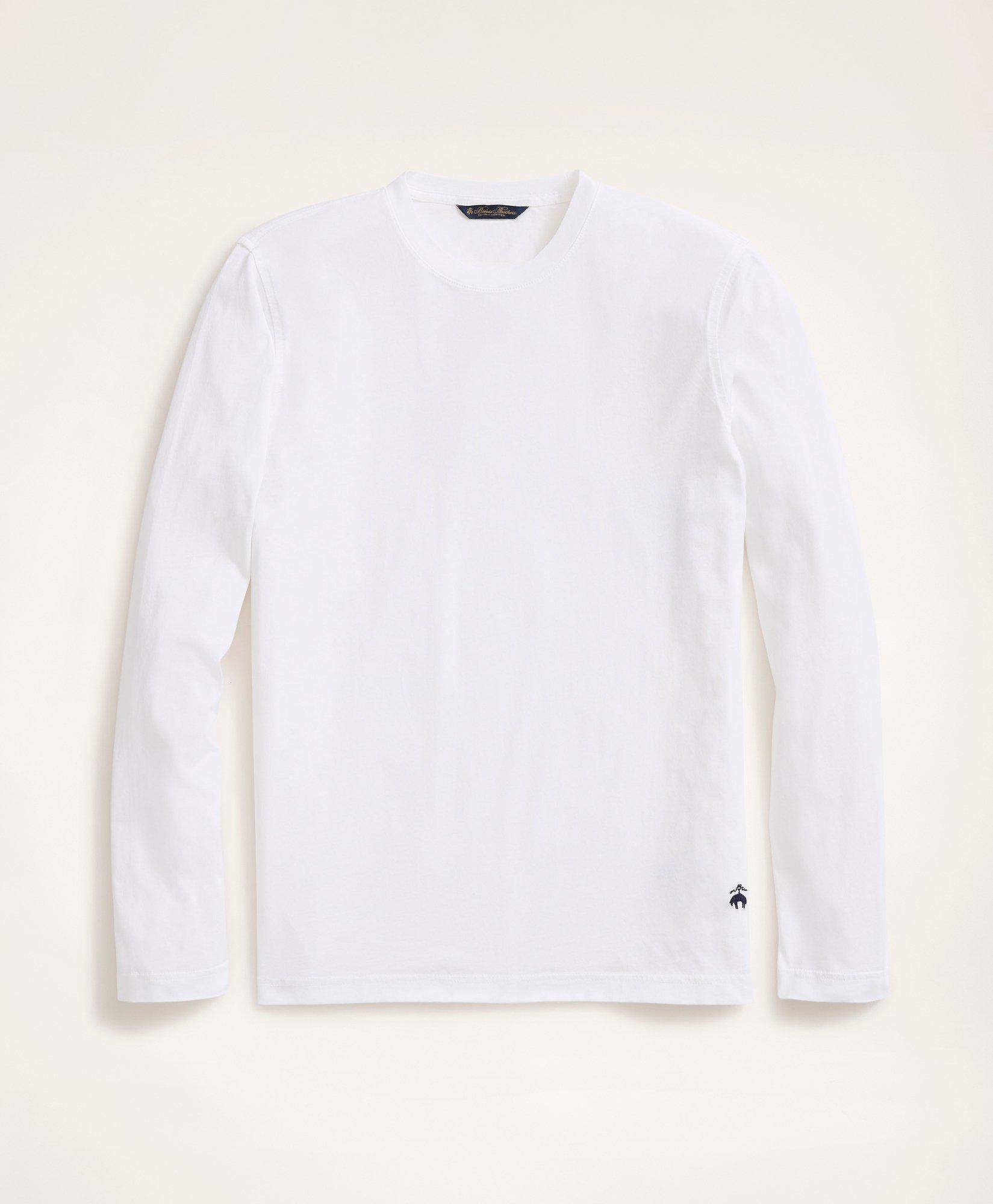 Brooks Brothers Big & Tall Supima Cotton Long-sleeve Logo T-shirt | White | Size 3x