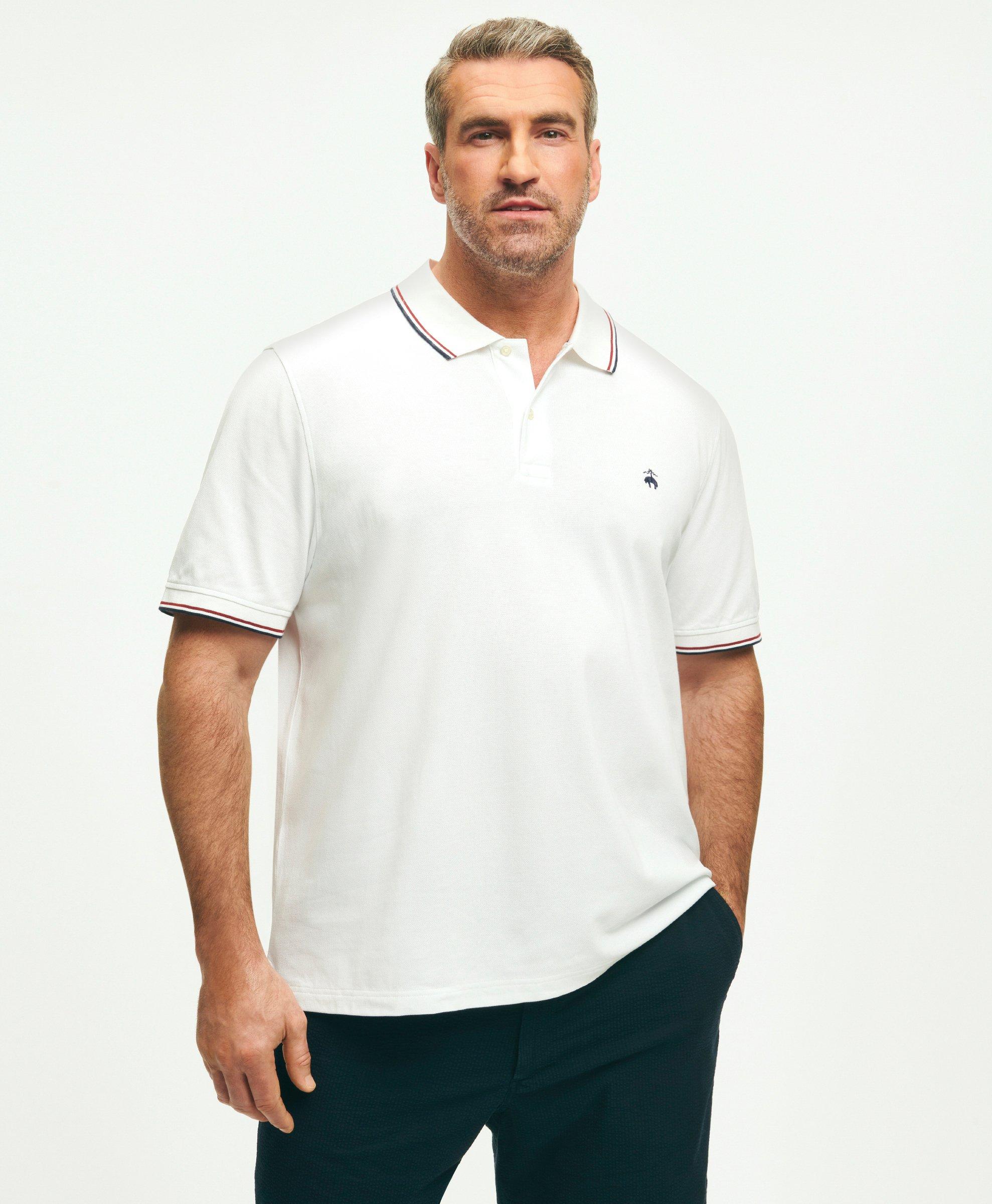 Brooks Brothers Big & Tall Golden Fleece Supima Tipped Polo Shirt | White | Size 2x Tall