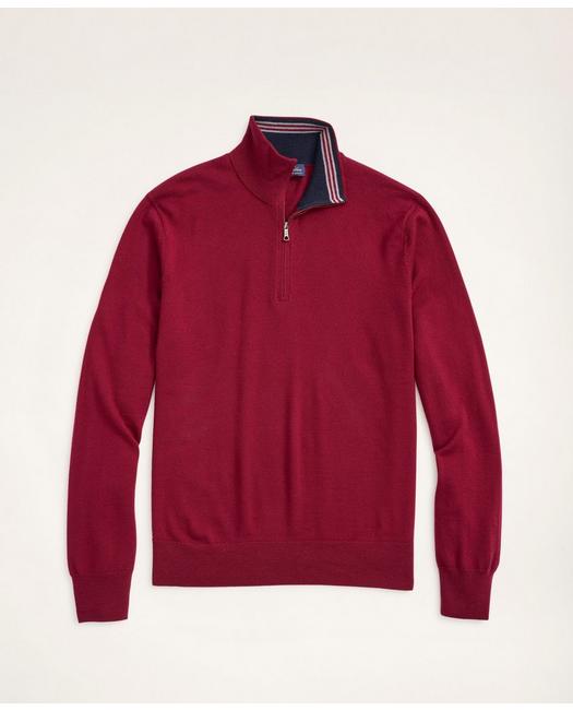 Brooks Brothers Big & Tall Merino Half-zip Sweater | Burgundy | Size 4x Tall