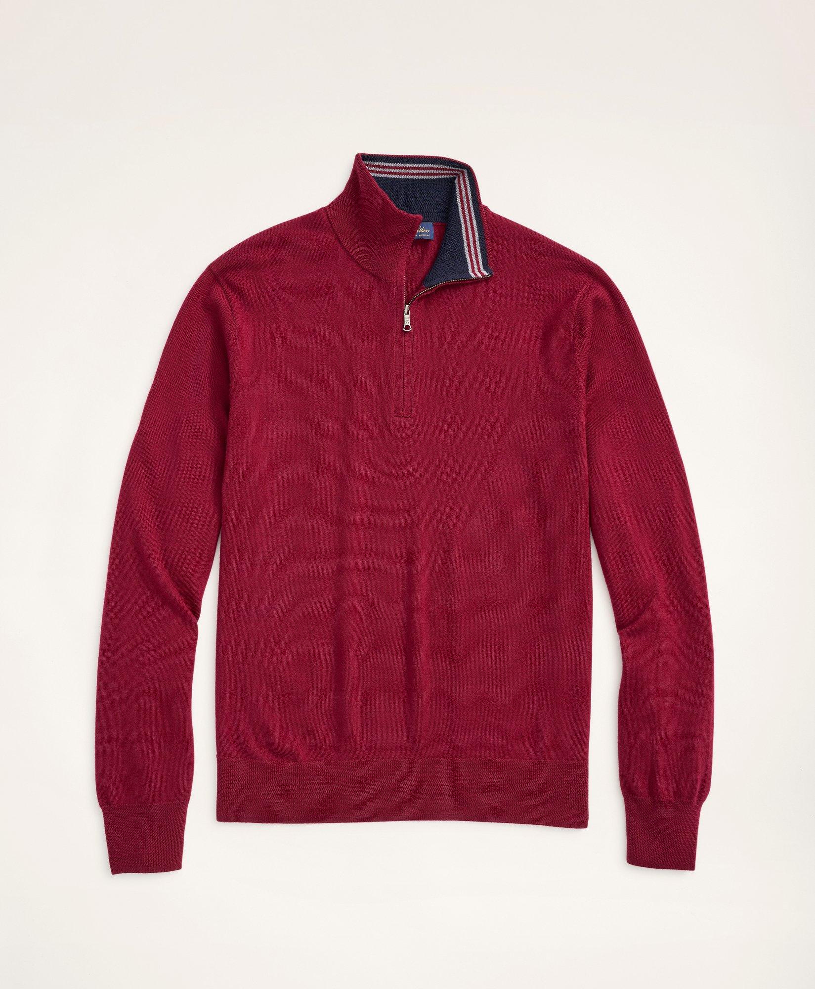Brooks Brothers Big & Tall Merino Half-zip Sweater | Burgundy | Size 4x