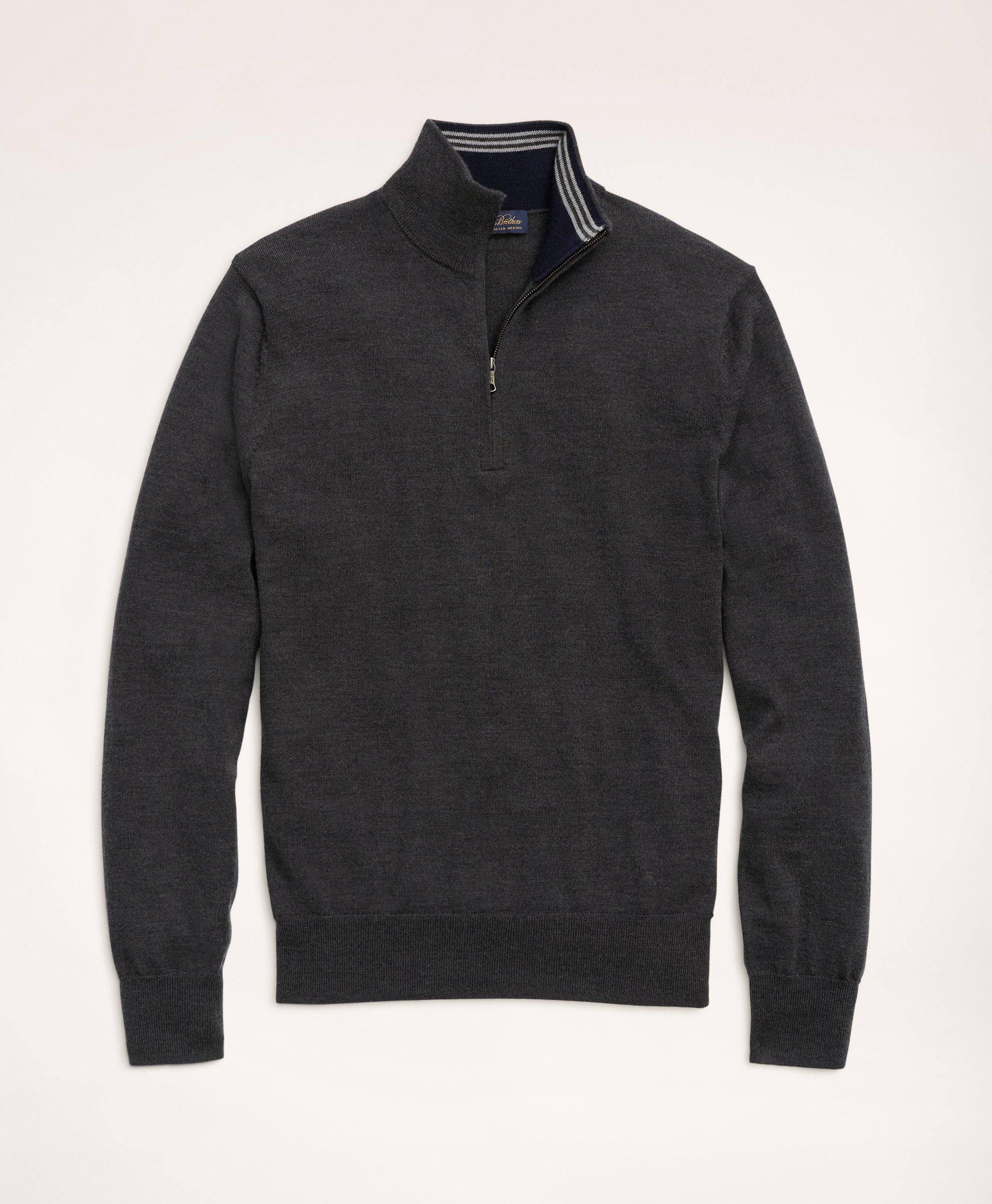 Brooks Brothers Big & Tall Merino Half-zip Sweater | Charcoal | Size 4x Tall
