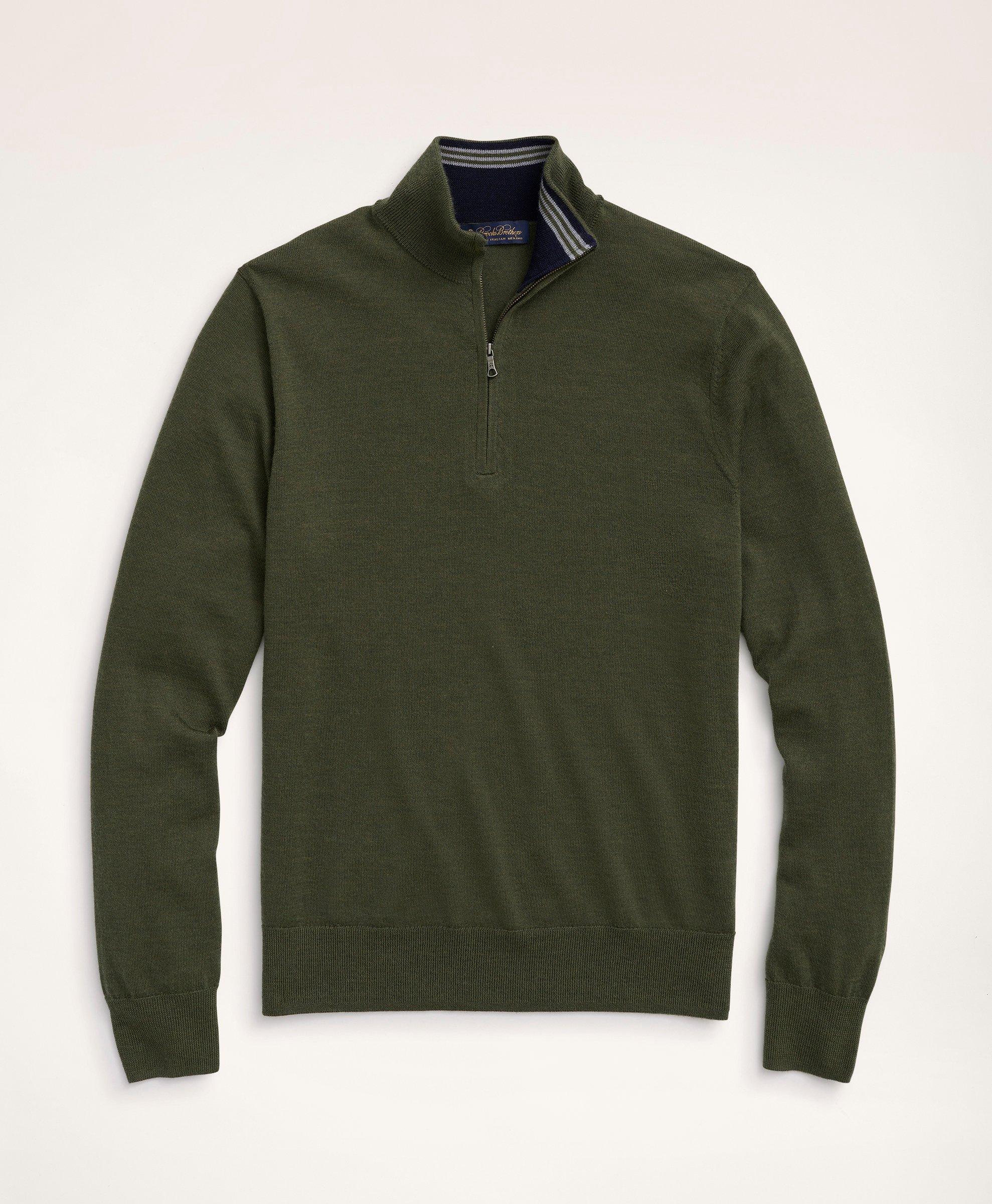 Brooks Brothers Big & Tall Merino Half-zip Sweater | Dark Green | Size 4x Tall