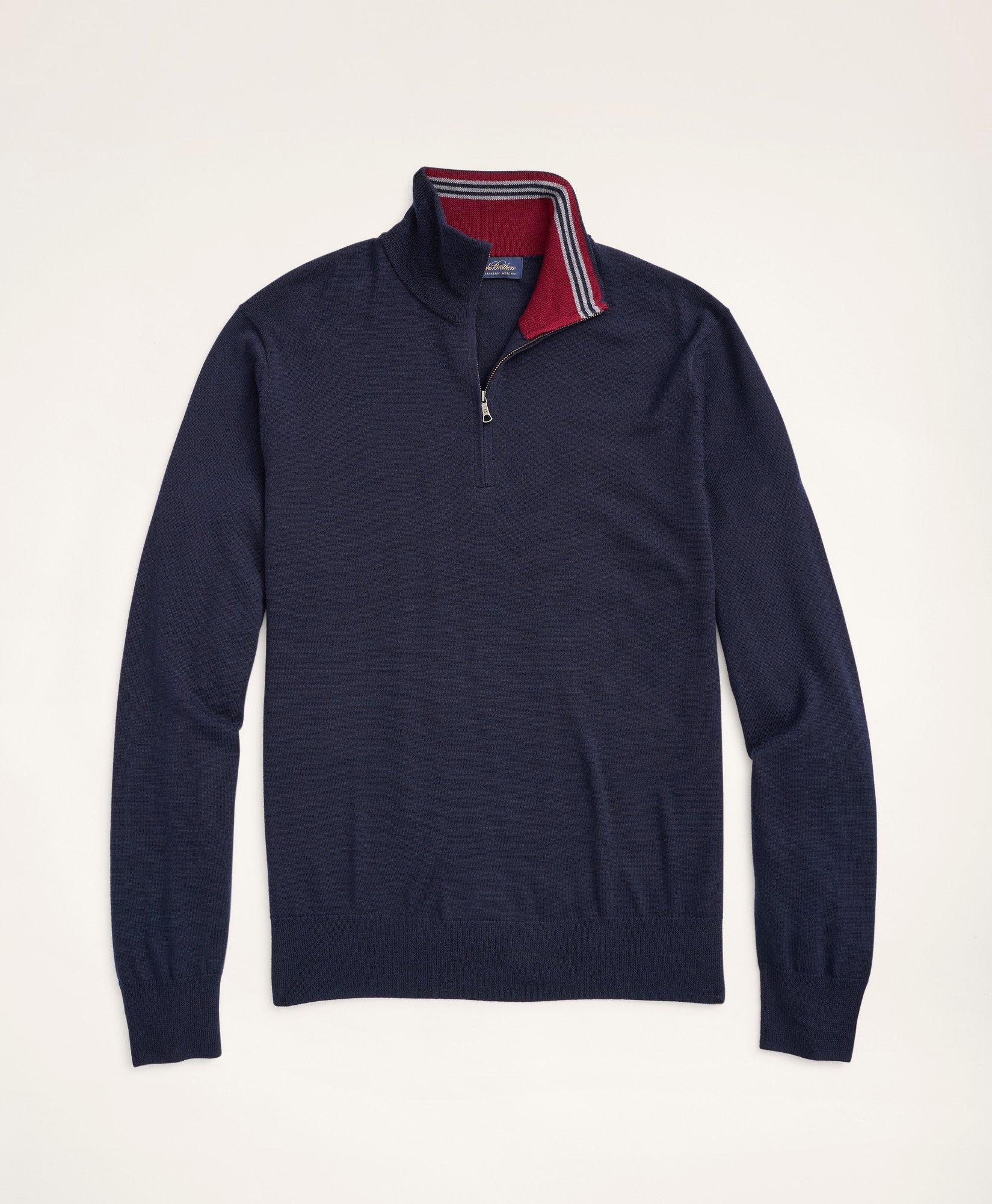 Brooks Brothers Big & Tall Merino Half-zip Sweater | Navy | Size 4x Tall