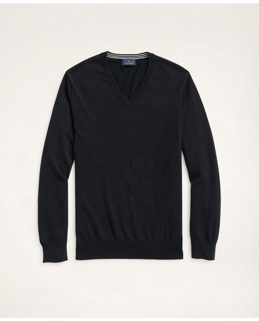 Brooks Brothers Big & Tall Supima Cotton V-neck Sweater | Black | Size 3x