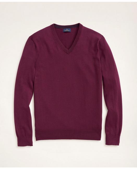 Brooks Brothers Big & Tall Supima Cotton V-neck Sweater | Burgundy | Size 3x