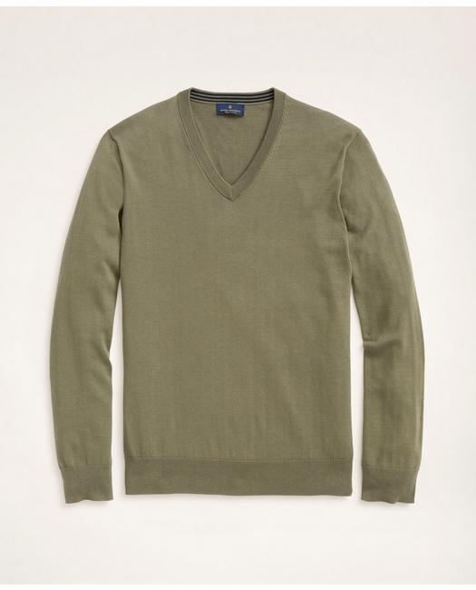 Brooks Brothers Big & Tall Supima Cotton V-neck Sweater | Green | Size 4x Tall