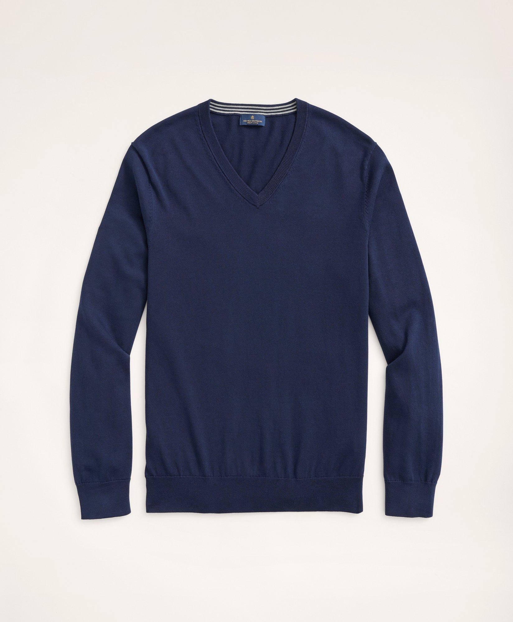 Brooks Brothers Big & Tall Supima Cotton V-neck Sweater | Navy | Size 4x