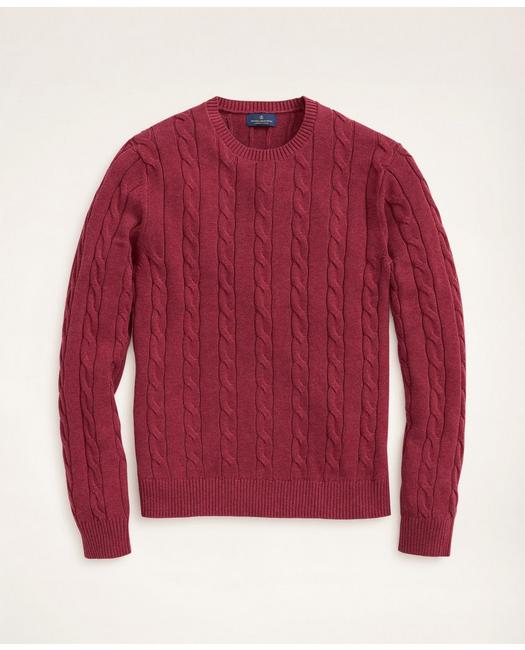 Brooks Brothers Big & Tall Supima Cotton Cable Crewneck Sweater | Burgundy | Size 3x