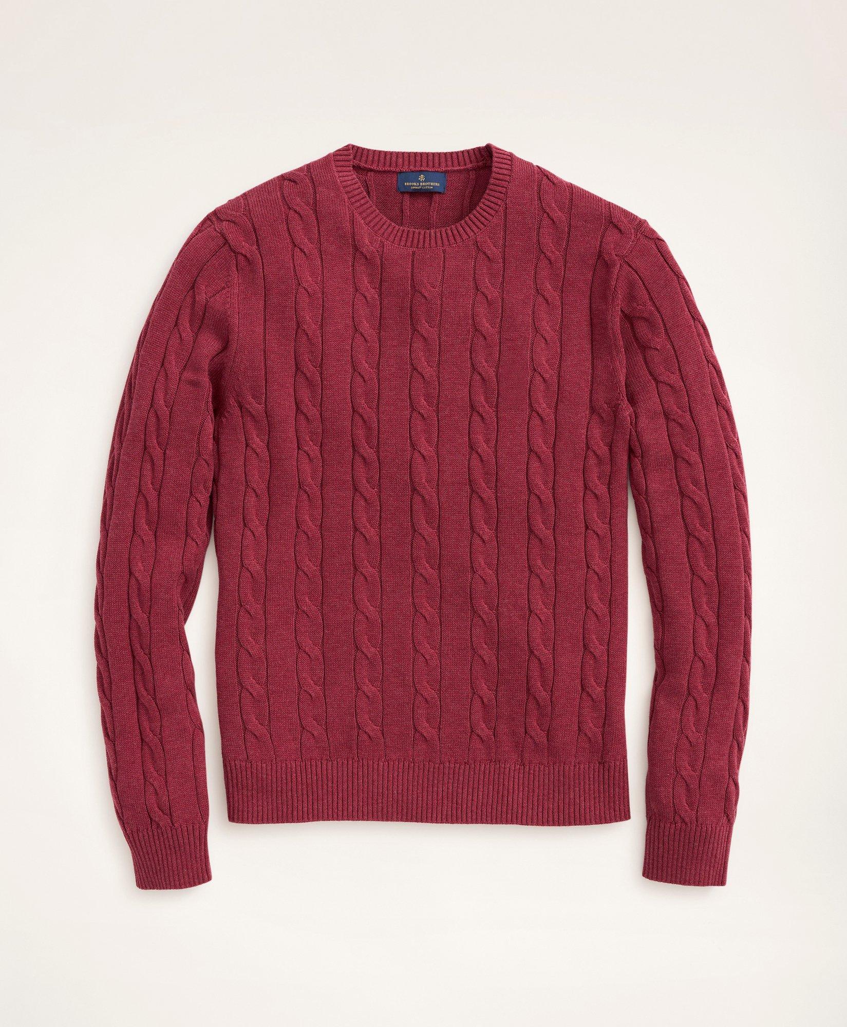 Brooks Brothers Big & Tall Supima Cotton Cable Crewneck Sweater | Burgundy | Size 4x