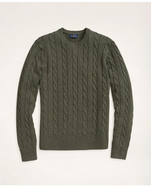 Brooks Brothers Big & Tall Supima Cotton Cable Crewneck Sweater | Green | Size 3x