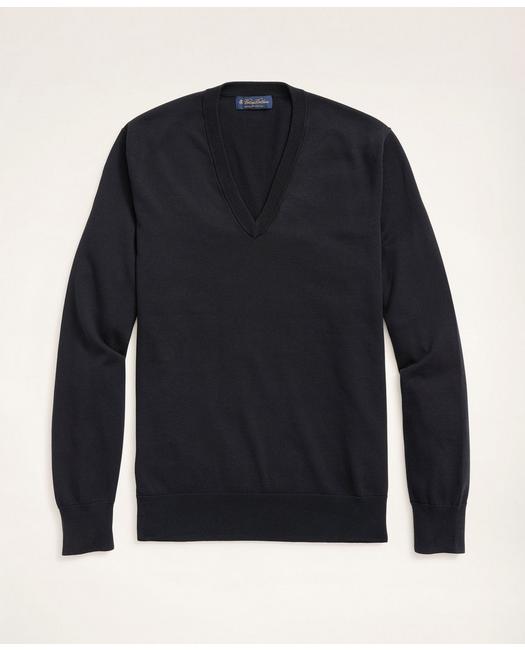 Brooks Brothers Big & Tall Supima Cotton V-neck Sweater | Black | Size 1x