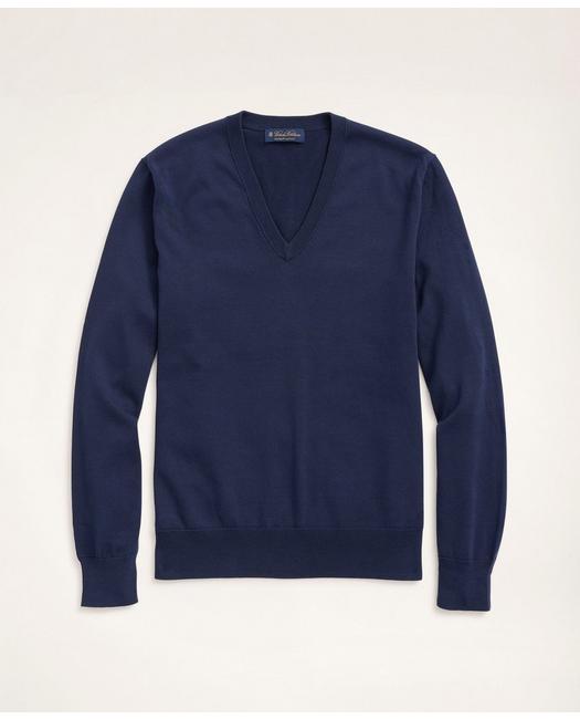 Brooks Brothers Big & Tall Supima Cotton V-neck Sweater | Navy | Size 1x