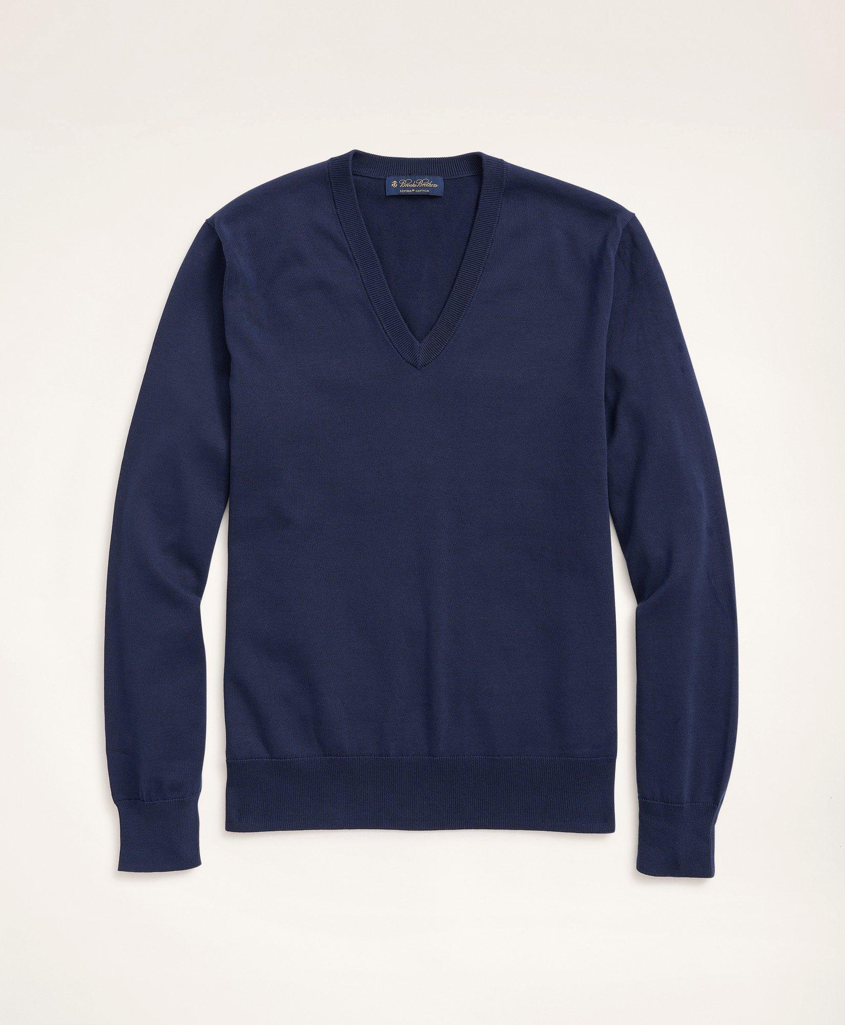 Brooks Brothers Big & Tall Supima Cotton V-neck Sweater In Navy