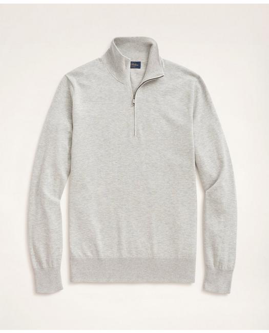 Brooks Brothers Big & Tall Supima Cotton Half-zip Sweater | Grey Heather | Size 1x