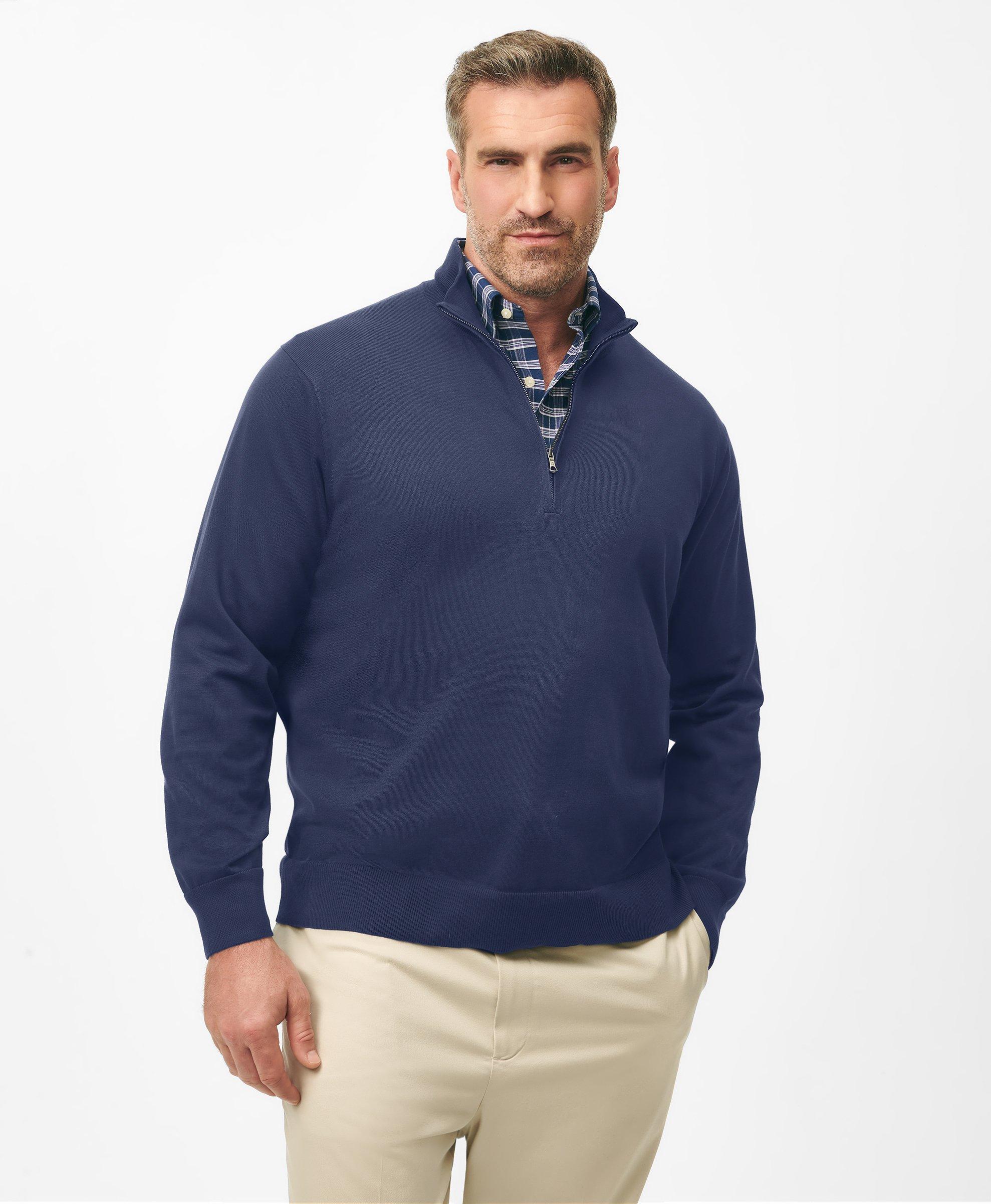 Brooks Brothers Big & Tall Supima Cotton Half-zip Sweater | Navy | Size 2x