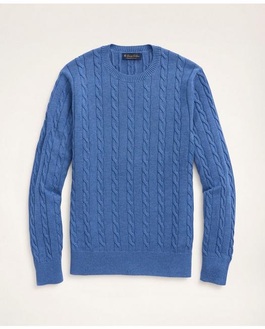 Brooks Brothers Big & Tall Supima Cotton Cable Crewneck Sweater | Dark Blue Heather | Size 3x Tall