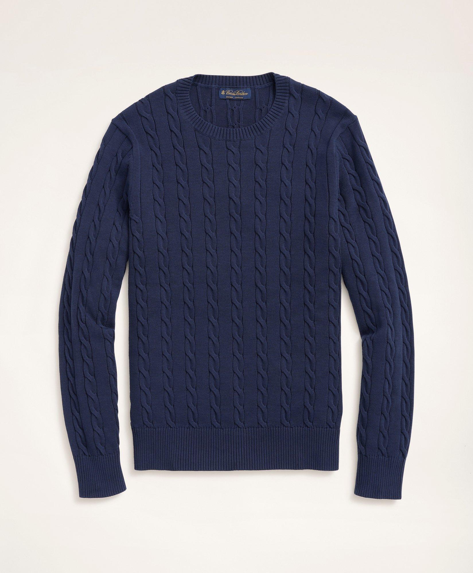 Brooks Brothers Big & Tall Supima Cotton Cable Crewneck Sweater | Navy | Size 3x Tall