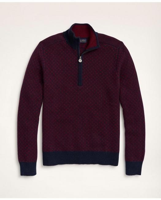 Brooks Brothers Big & Tall Wool Nordic Half-zip Sweater | Burgundy/navy | Size 4x Tall In Burgundy,navy