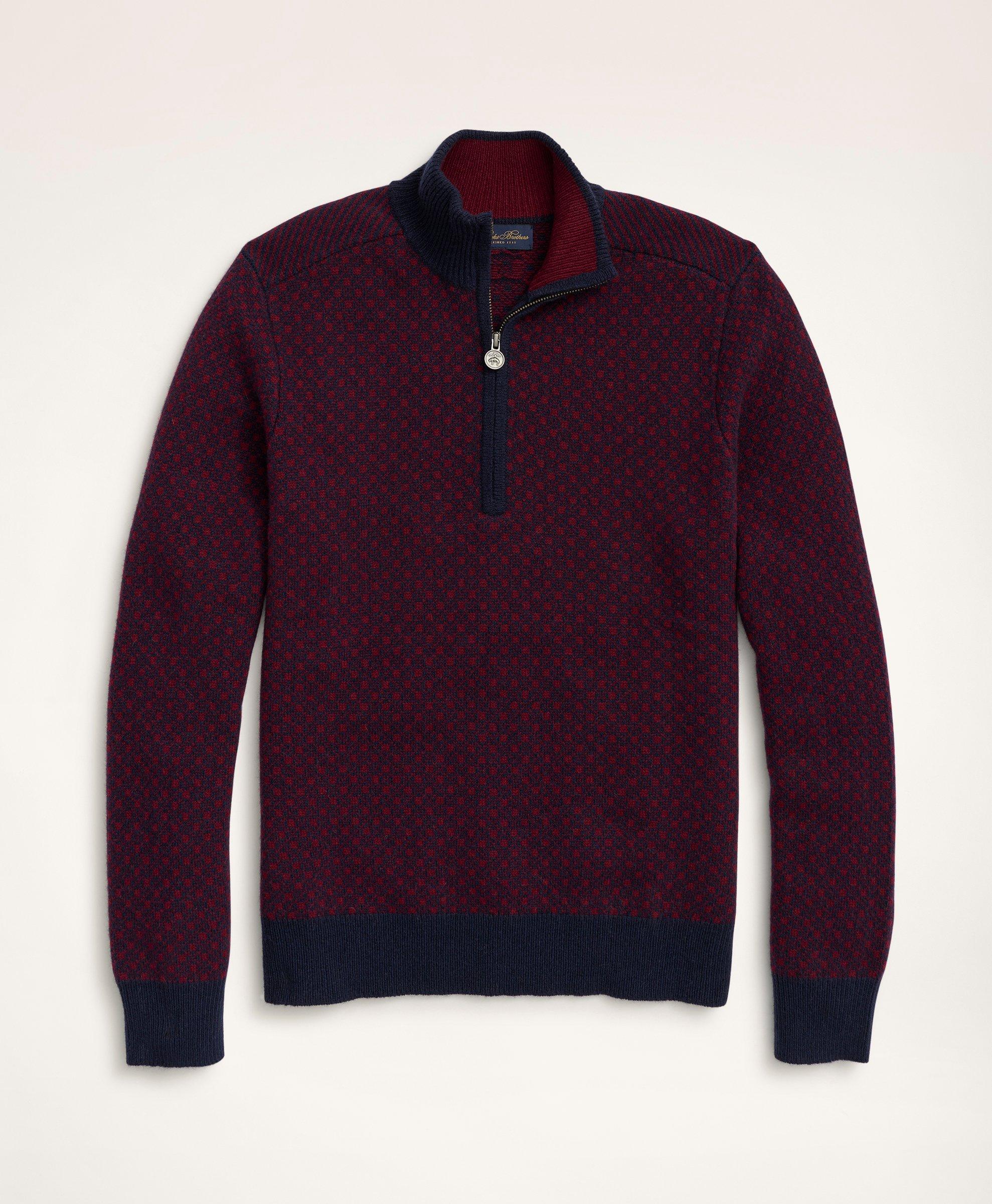 Brooks Brothers Big & Tall Wool Nordic Half-zip Sweater | Burgundy/navy | Size 4x Tall In Burgundy,navy