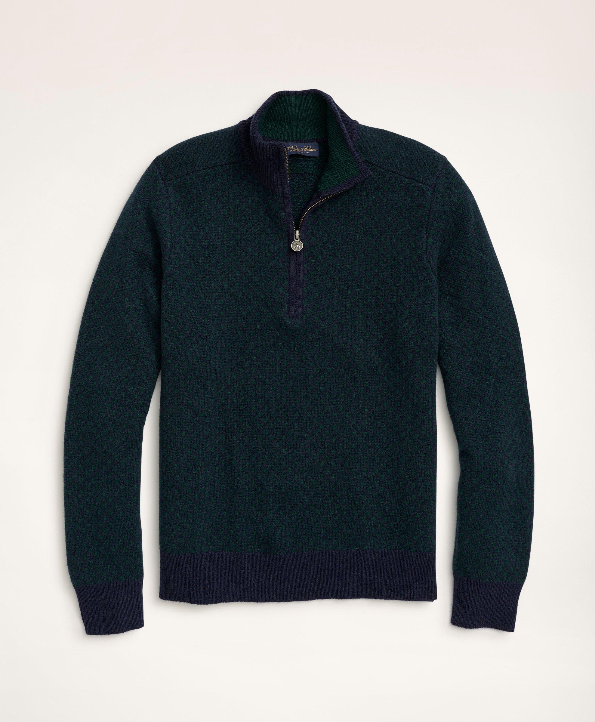Brooks Brothers Big & Tall Wool Nordic Half-zip Sweater | Navy/green | Size 3x Tall In Navy,green
