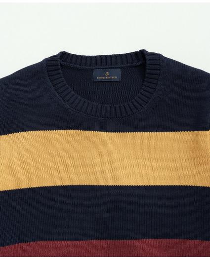 Big & Tall Cotton Crewneck Rugby Stripe Sweater