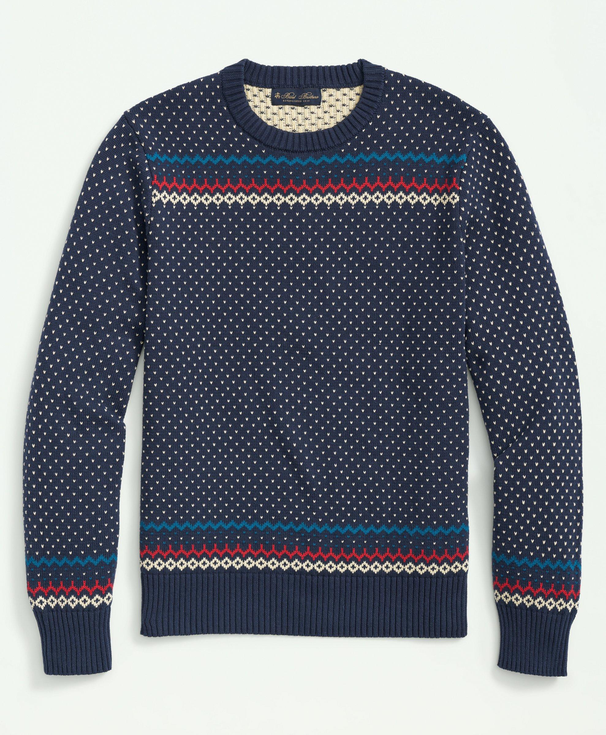 Men's Chunky Vintage Colorblock Striped Print Round Neck Sweater-企业官网