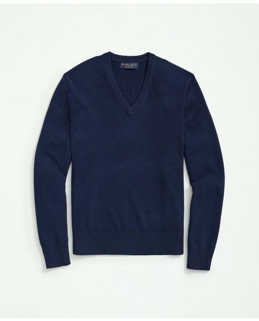 Brooks Brothers Big & Tall 3-ply Cashmere V-neck Sweater | British Blue | Size 1x Tall