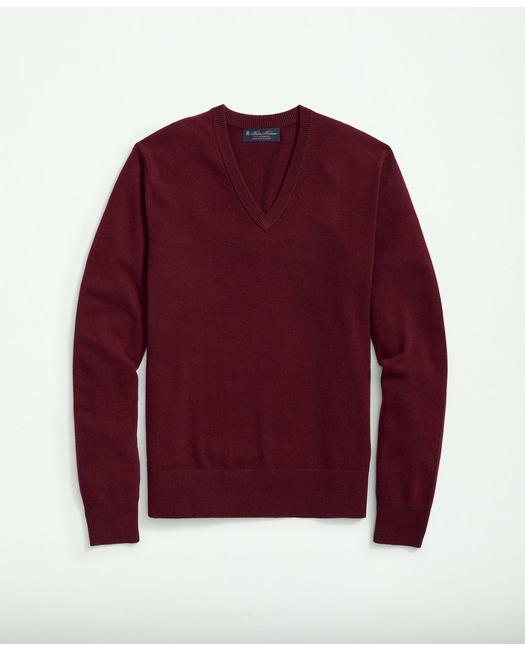 Brooks Brothers Big & Tall 3-ply Cashmere V-neck Sweater | Cabernet | Size 2x Tall