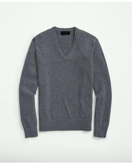 Brooks Brothers Big & Tall 3-ply Cashmere V-neck Sweater | Grey | Size 4x Tall