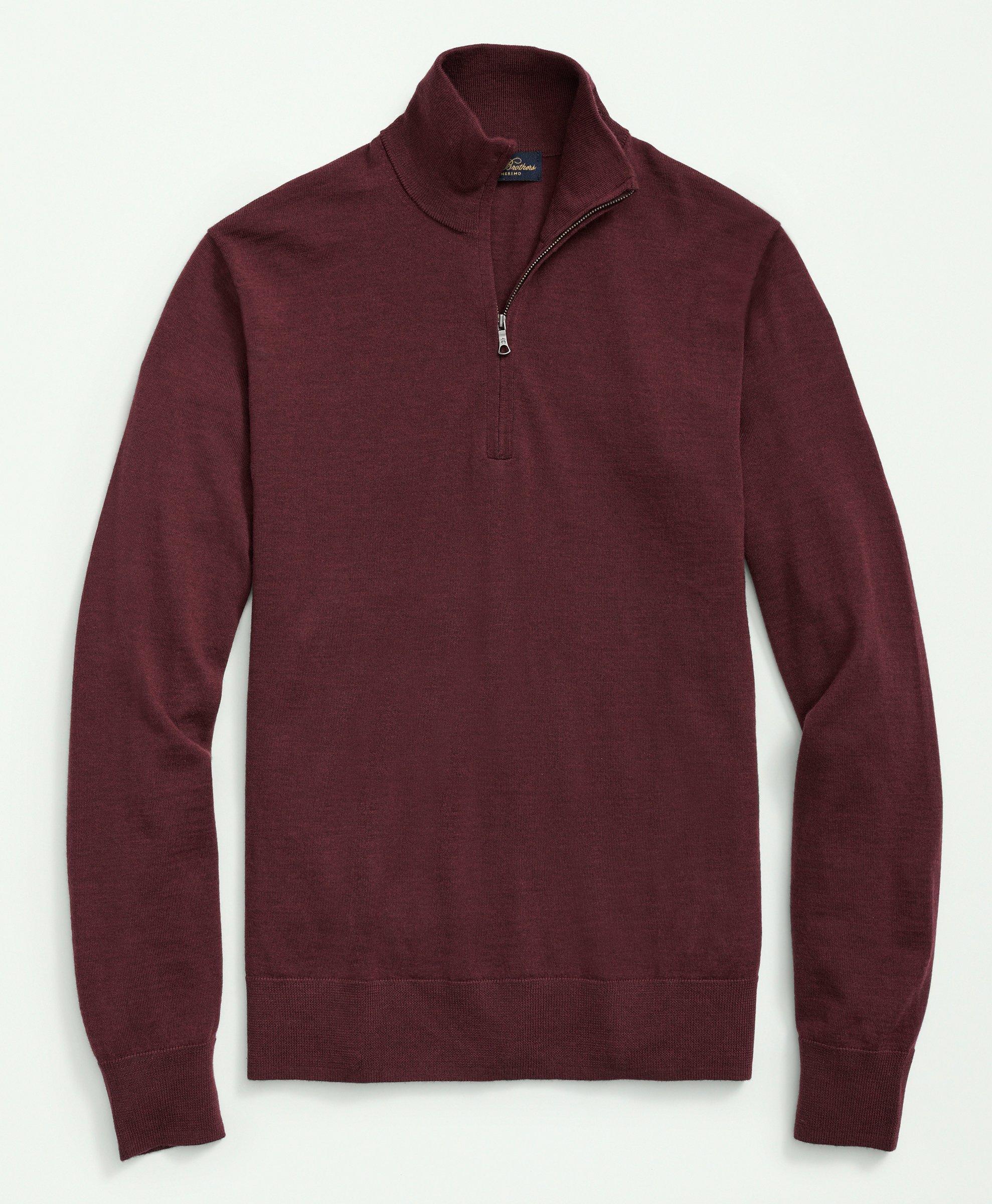 Brooks Brothers Big & Tall Fine Merino Wool Half-zip Sweater | Burgundy | Size 4x Tall
