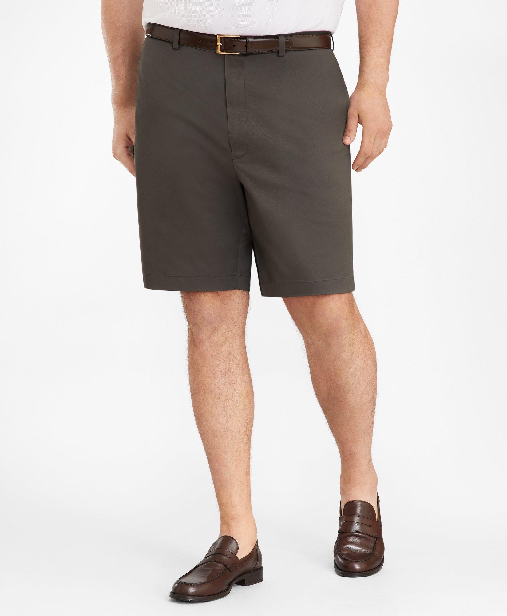 Brooks Brothers Big & Tall 10" Flat Front Stretch Advantage Chino Shorts | Grey | Size 56