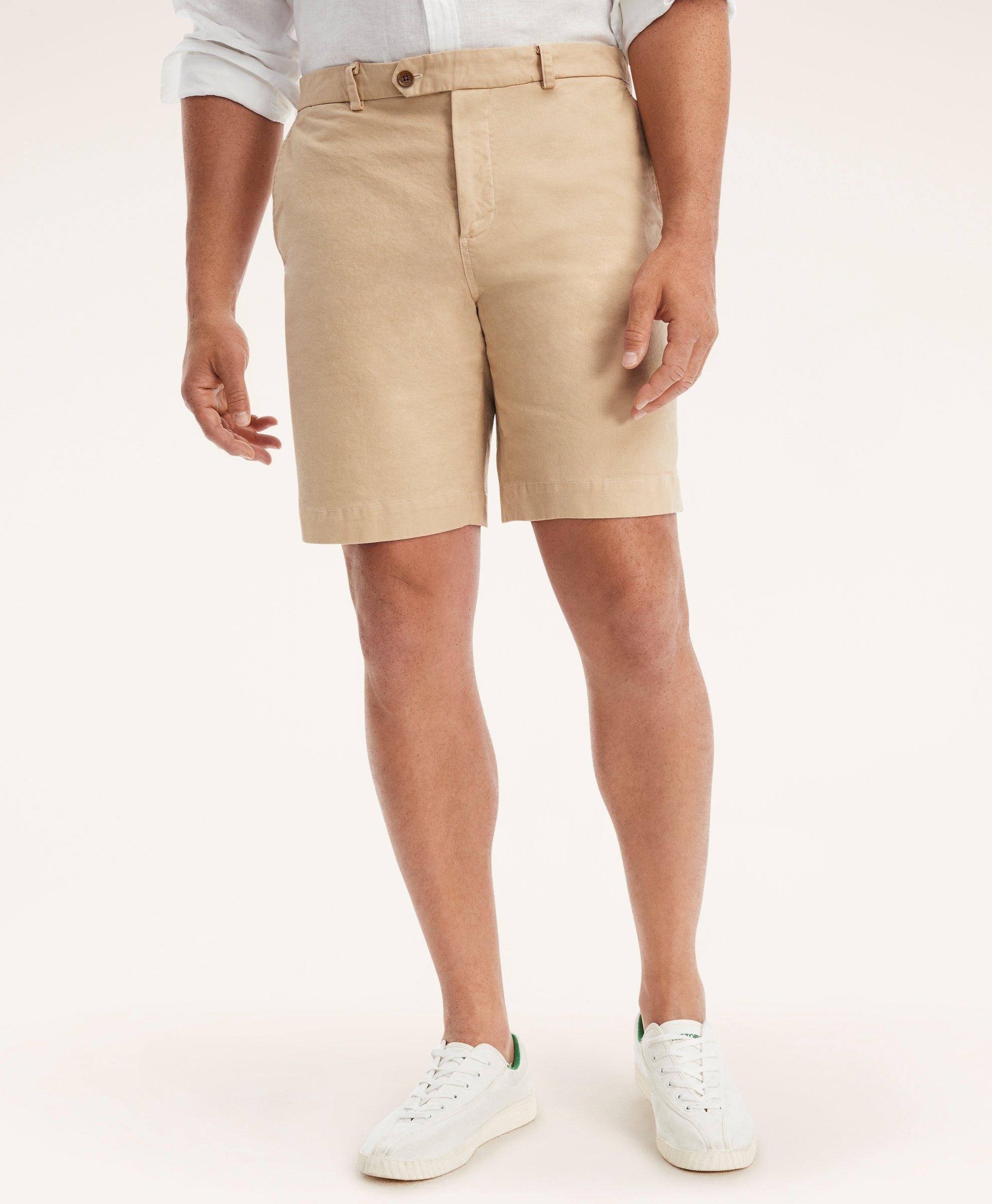 Brooks Brothers Big & Tall 9" Stretch Washed Canvas Shorts In Light Beige