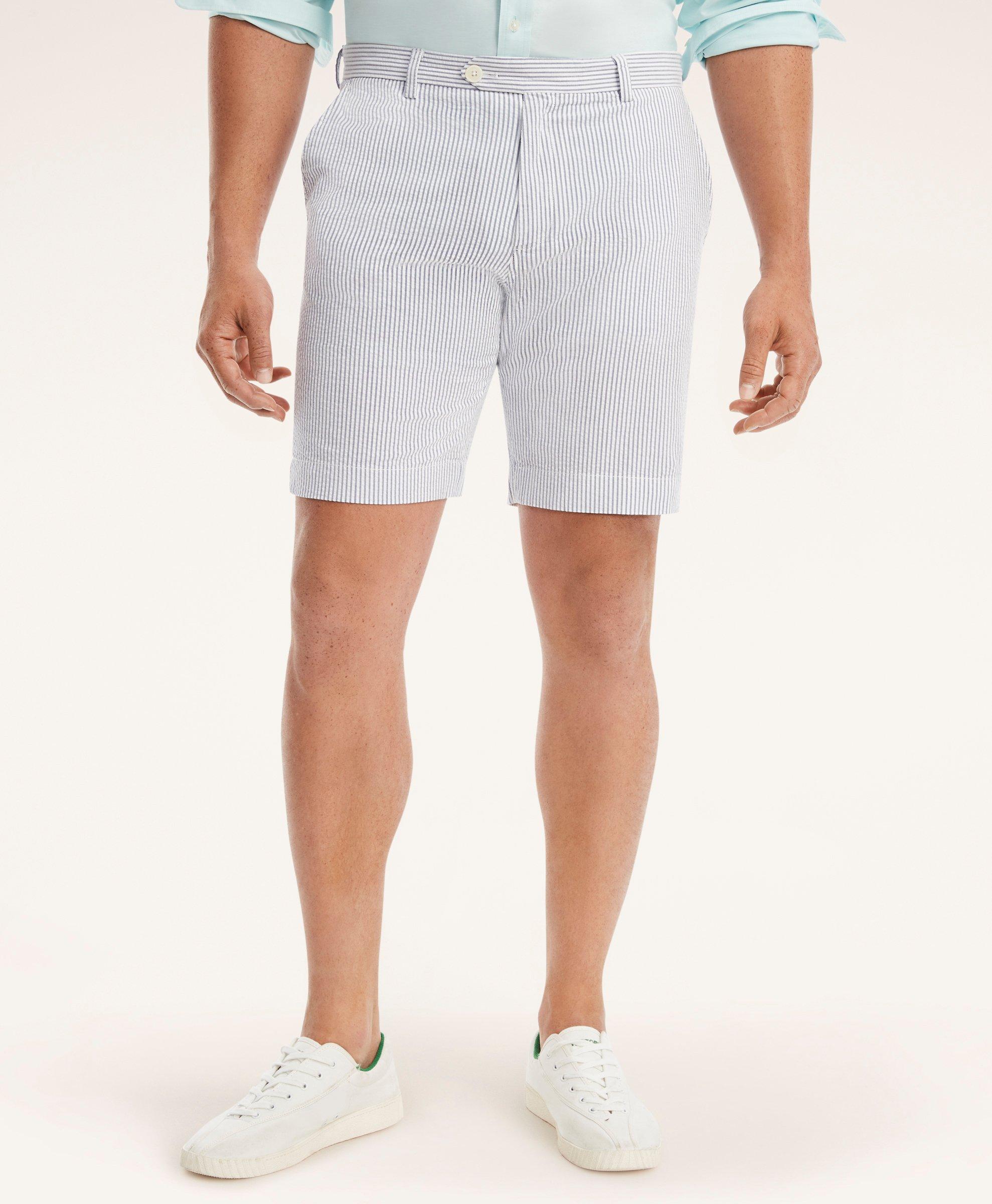Brooks Brothers Big & Tall Cotton Seersucker Stripe Shorts | Blue/white | Size 58 In Blue,white