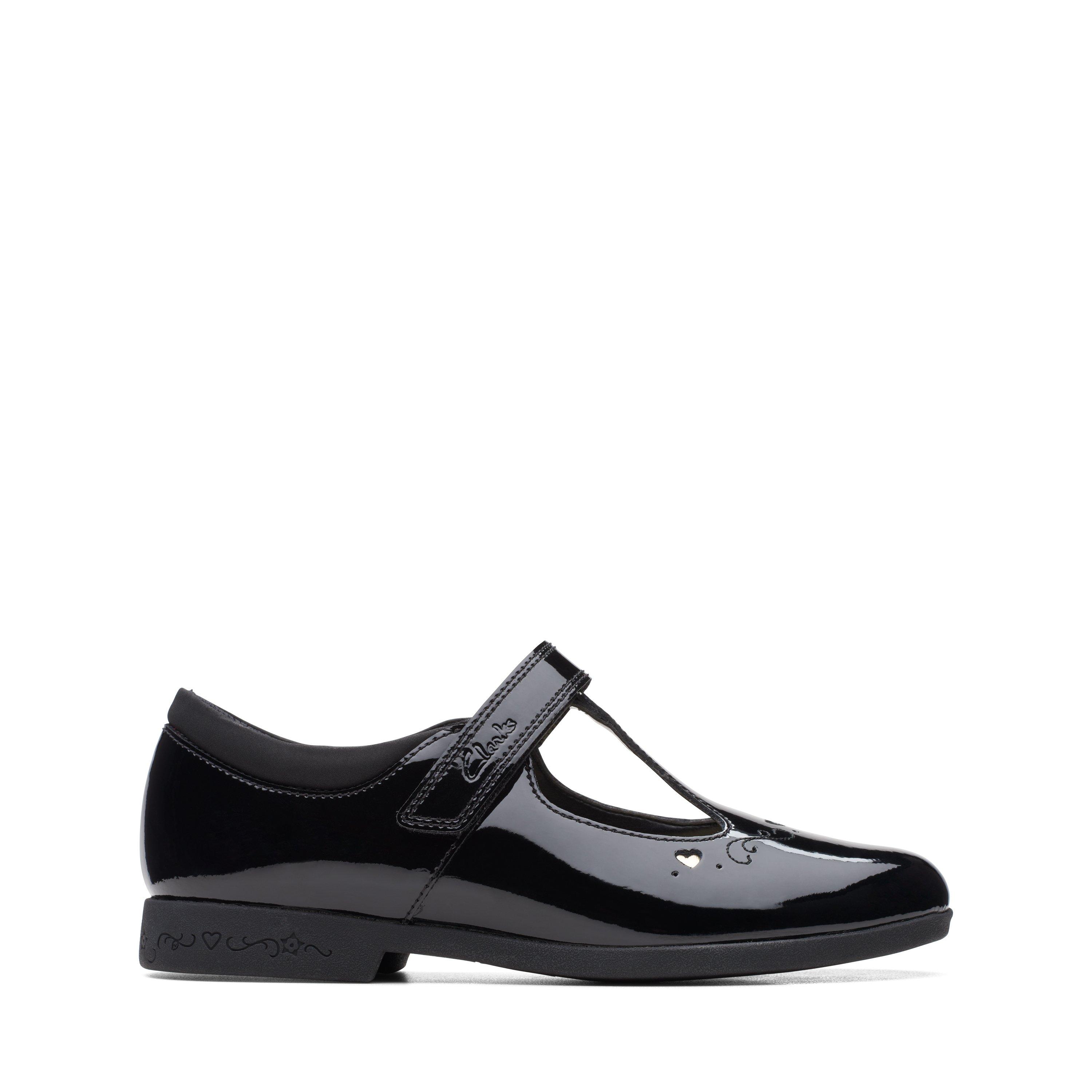  Girls School Shoes Magic Step Lo Leather Touch Fastening black - Size UK 13 Kids